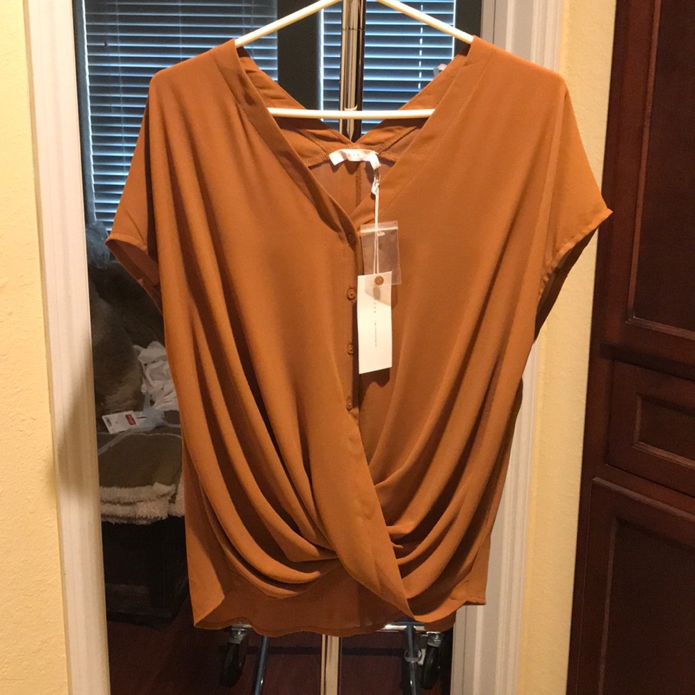 Lush mustard drape blouse